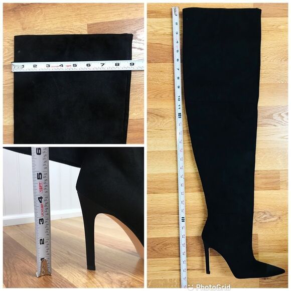 GOOD AMERICAN Black Stiletto Thigh High Slouch Boots Over The Knee Size 7.5 New‎ - Picture 14 of 14
